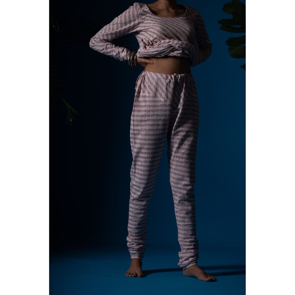 PANTS AND PAJAMAS Pink Neeta Block Printed Kurta