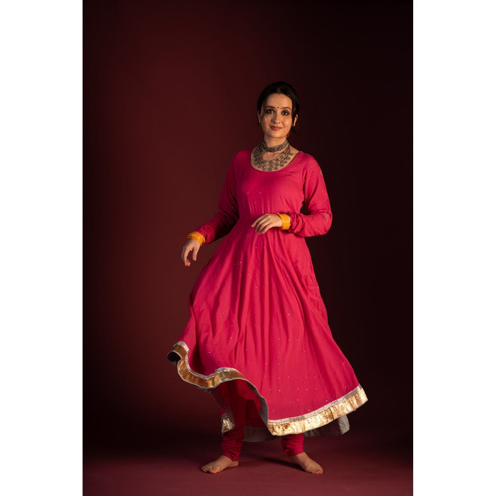 PANTS AND PAJAMAS Pink Mangal Chikan Kurta