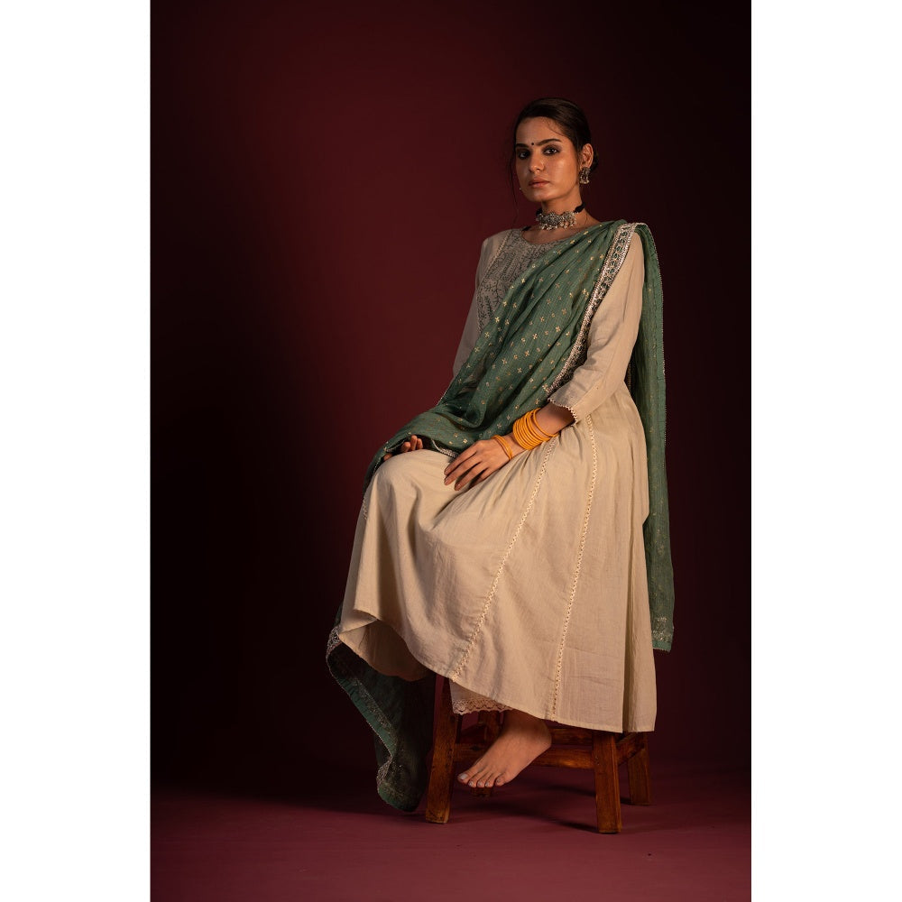 PANTS AND PAJAMAS Sage Green Prithvi Chikan Kurta