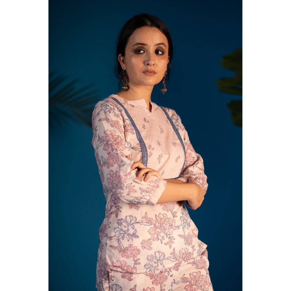 PANTS AND PAJAMAS Pink Jasmin Block Printed Cotton Top