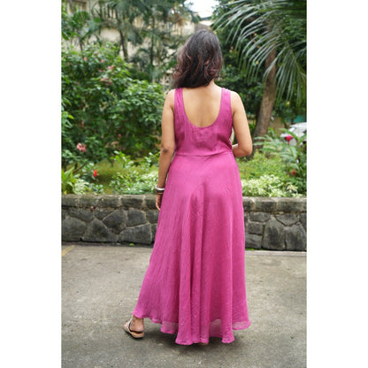 PANTS AND PAJAMAS Berry Chikan Chanderi Mull Dress