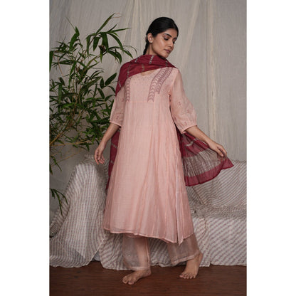 PANTS AND PAJAMAS Maroon Chanderi Dupatta