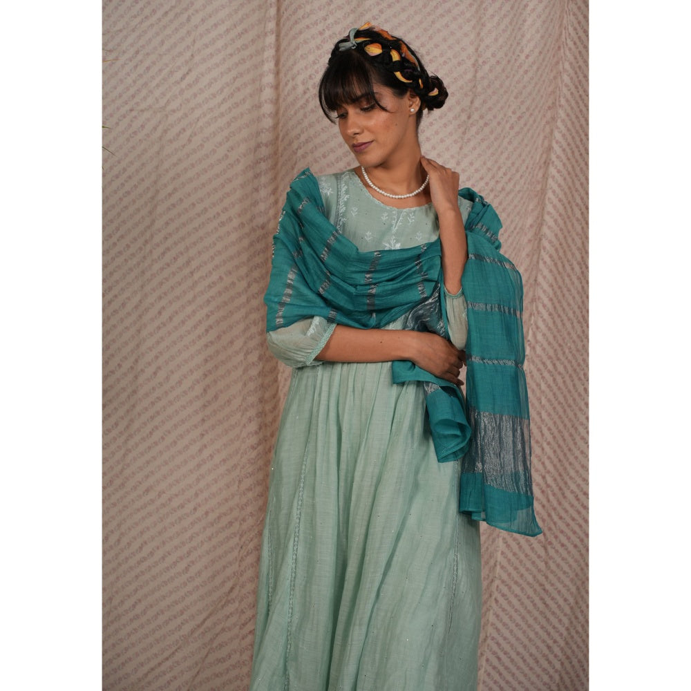 PANTS AND PAJAMAS Teal Chanderi Dupatta