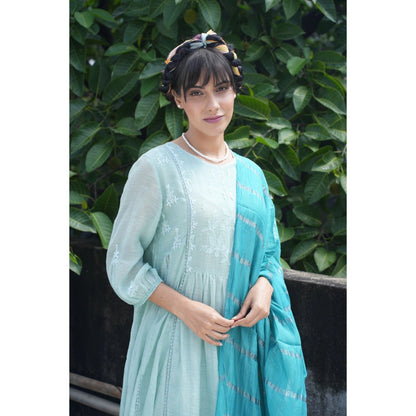 PANTS AND PAJAMAS Teal Chanderi Dupatta