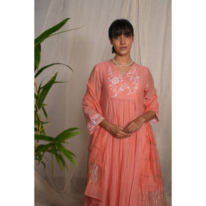 PANTS AND PAJAMAS Peach Chanderi Dupatta