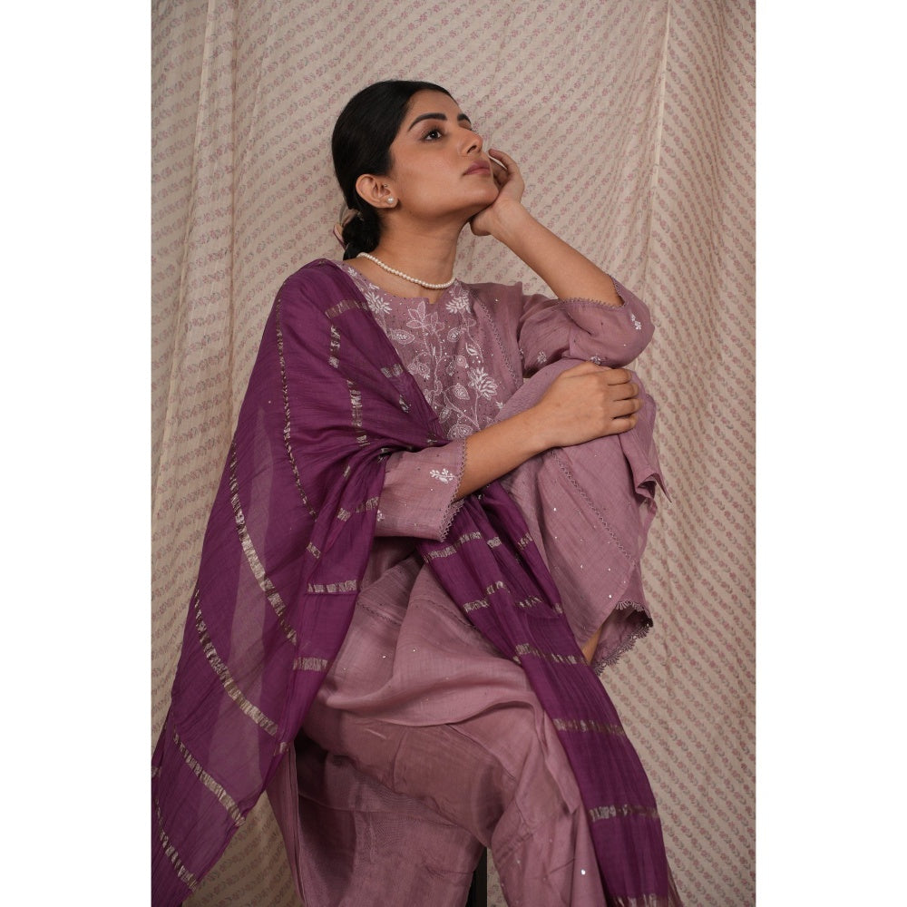 PANTS AND PAJAMAS Purple Chanderi Dupatta