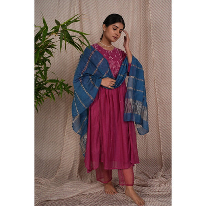 PANTS AND PAJAMAS Blue Chanderi Dupatta