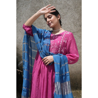 PANTS AND PAJAMAS Blue Chanderi Dupatta
