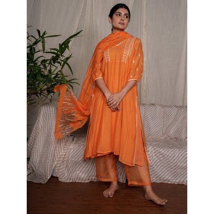 PANTS AND PAJAMAS Orange Chanderi Dupatta