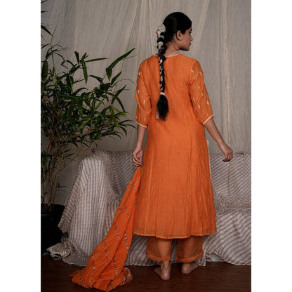 PANTS AND PAJAMAS Orange Chanderi Dupatta