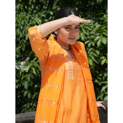 PANTS AND PAJAMAS Orange Chanderi Dupatta