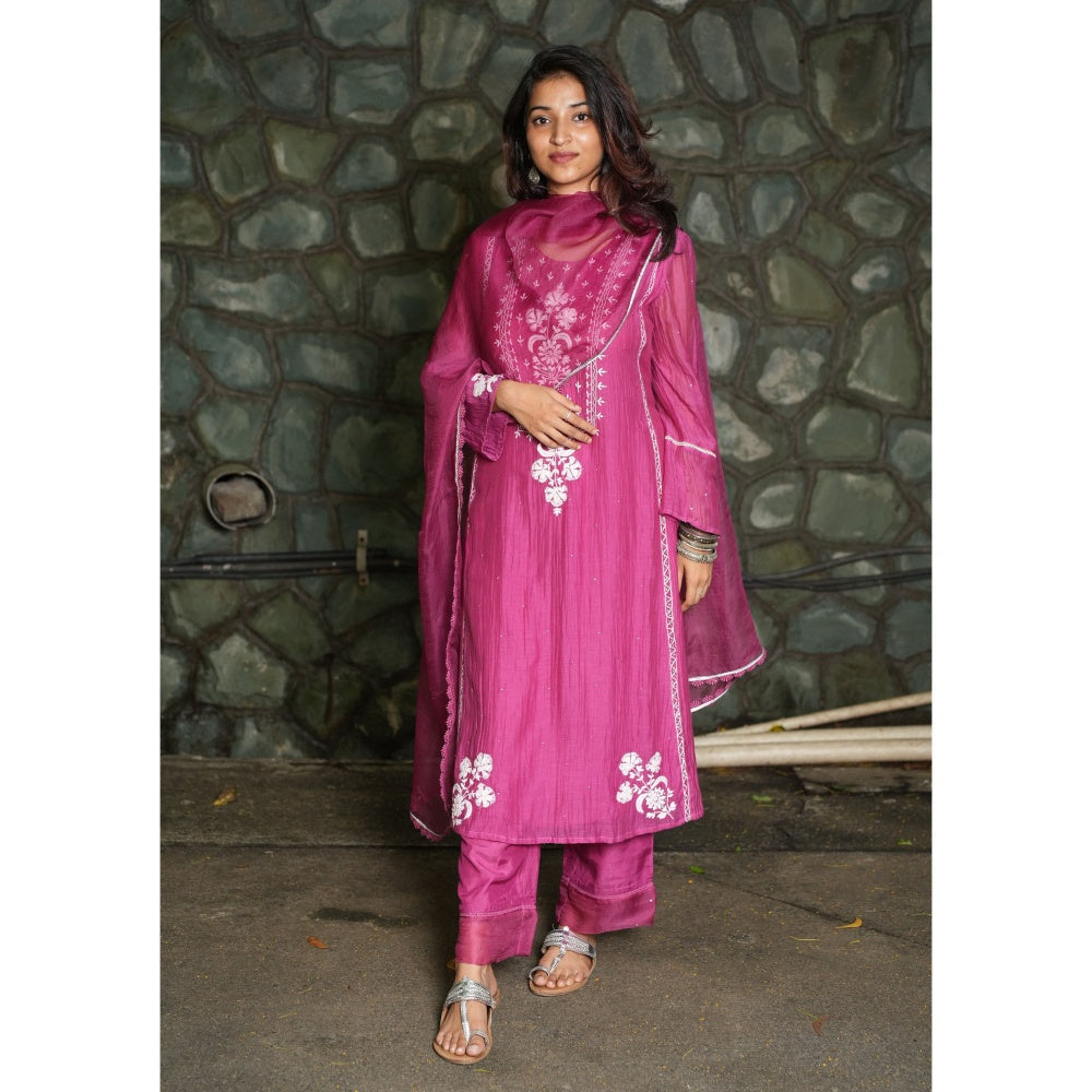 PANTS AND PAJAMAS Berry Organza Dupatta