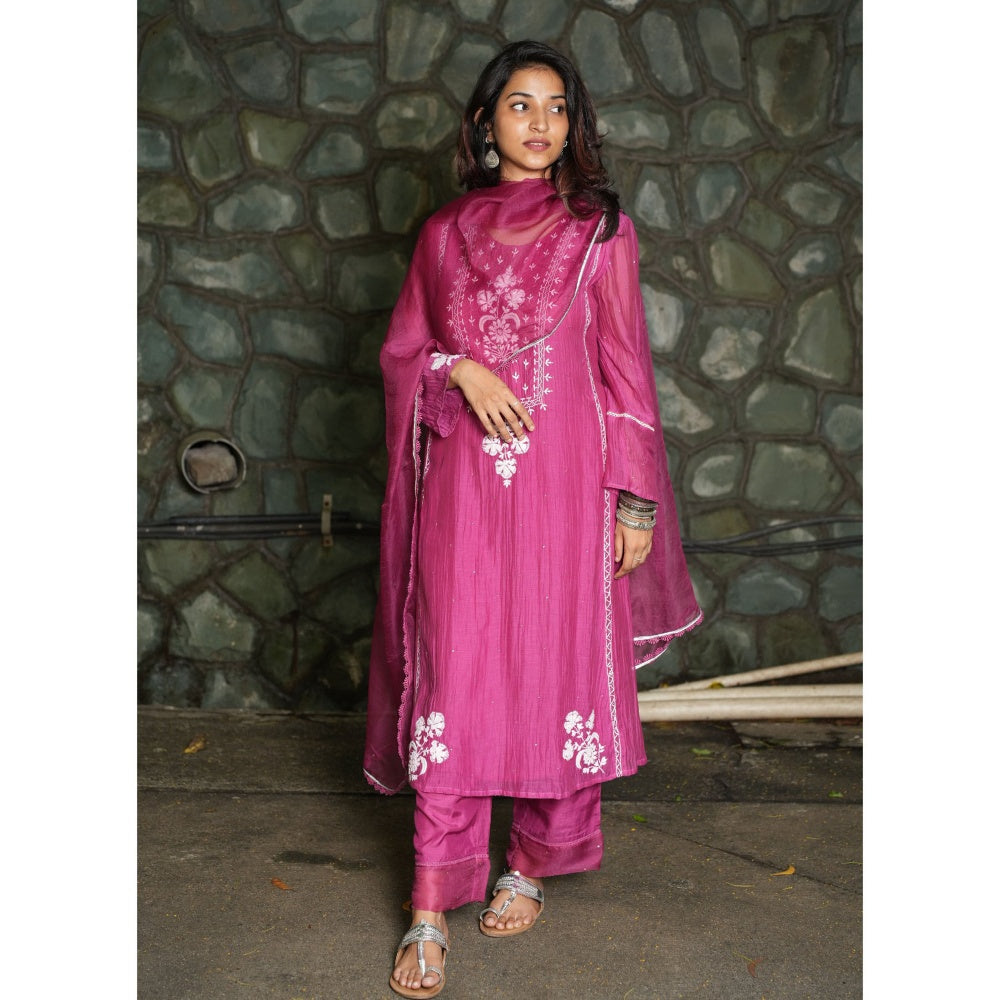 PANTS AND PAJAMAS Berry Organza Dupatta