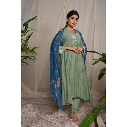 PANTS AND PAJAMAS Blue Chanderi Dupatta