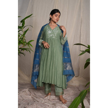 PANTS AND PAJAMAS Blue Chanderi Dupatta