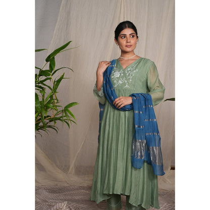 PANTS AND PAJAMAS Blue Chanderi Dupatta