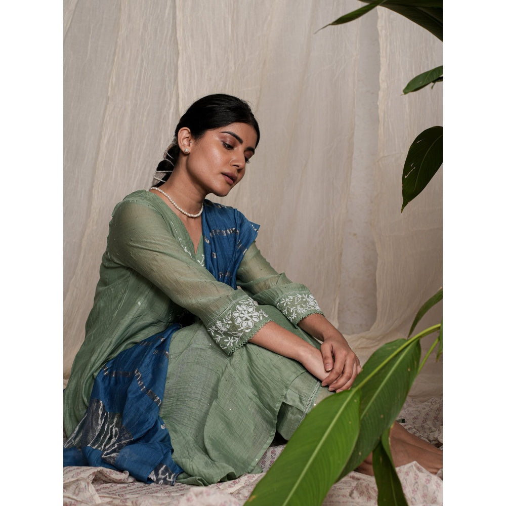 PANTS AND PAJAMAS Blue Chanderi Dupatta