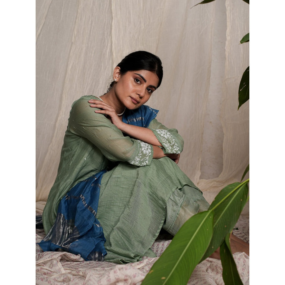PANTS AND PAJAMAS Blue Chanderi Dupatta