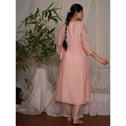 PANTS AND PAJAMAS Blush Pink Cotton Silk Pant