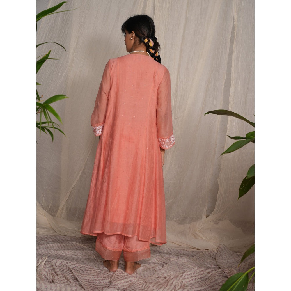 PANTS AND PAJAMAS Peach Cotton Silk Pant