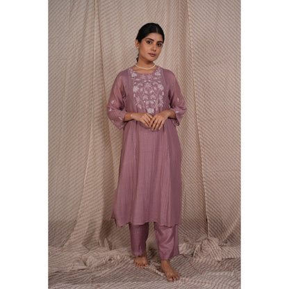 PANTS AND PAJAMAS Lilac Cotton Silk Pant