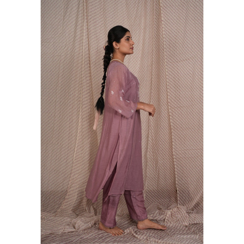 PANTS AND PAJAMAS Lilac Cotton Silk Pant