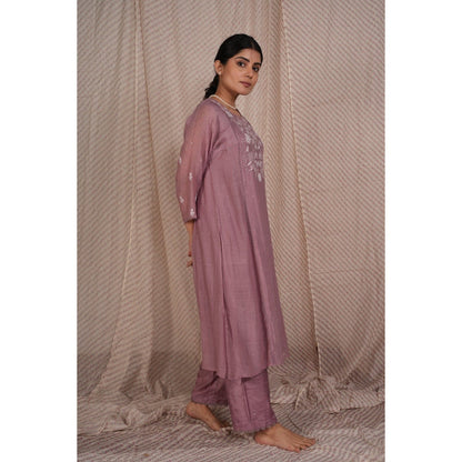 PANTS AND PAJAMAS Lilac Cotton Silk Pant