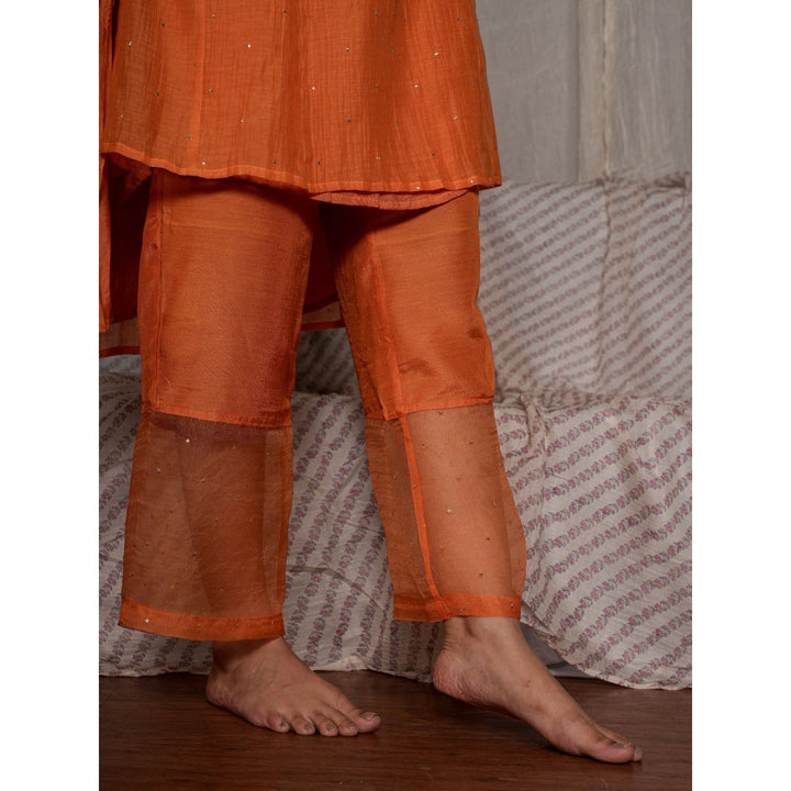 PANTS AND PAJAMAS Orange Cotton Silk Pant