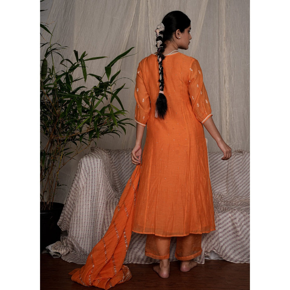 PANTS AND PAJAMAS Orange Cotton Silk Pant