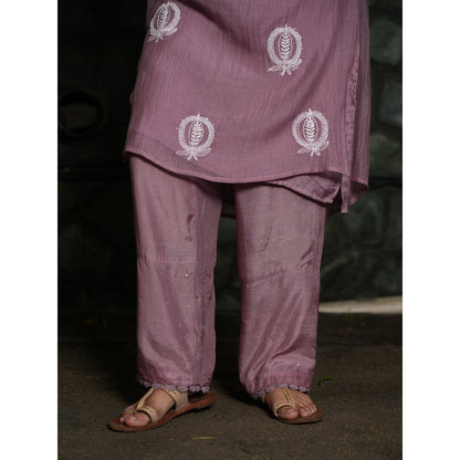 PANTS AND PAJAMAS Lilac Cotton Silk Pant