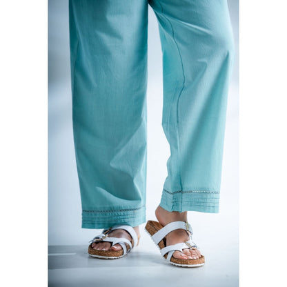PANTS AND PAJAMAS Aqua Cotton Bottom