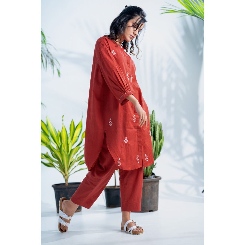 PANTS AND PAJAMAS Claret Red Cotton Bottom