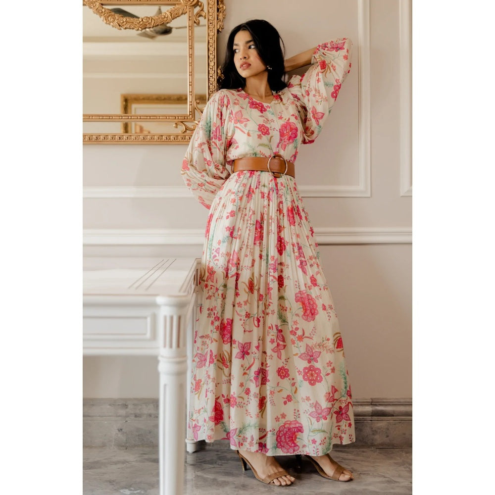 Paulmi Harsh Off White Chintz Printed Pocket Dress (Set of 3)