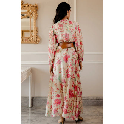 Paulmi Harsh Off White Chintz Printed Pocket Dress (Set of 3)