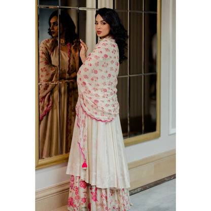 Paulmi Harsh Off White Anarkali with Skirt (Set of 3)