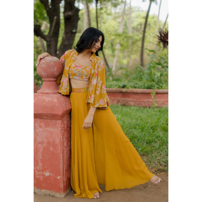 Paulmi & Harsh Floral and Anar Printed Ochre Yellow (Set of 4)