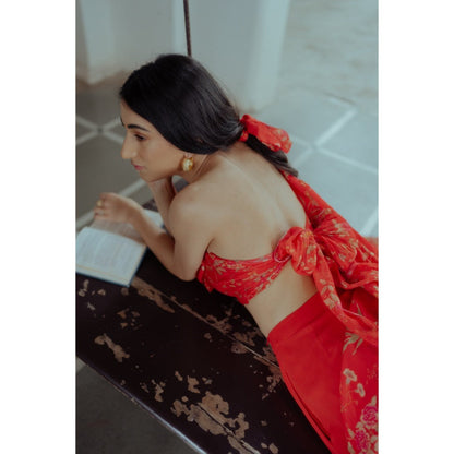 Paulmi & Harsh Poppy Red Rose Printed Fusion (Set of 3)