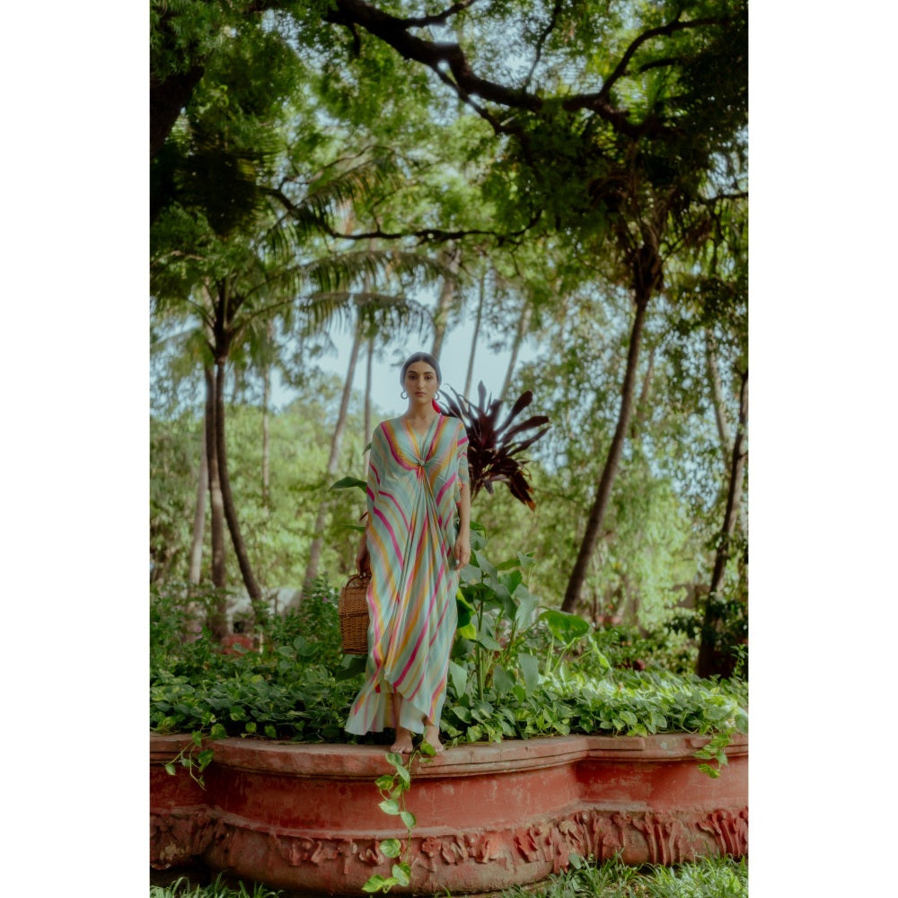 Paulmi & Harsh Multi Colour Fusion Striped Kaftan