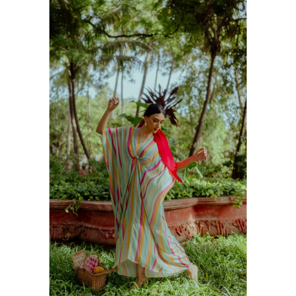 Paulmi & Harsh Multi Colour Fusion Striped Kaftan