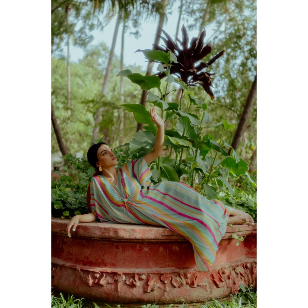 Paulmi & Harsh Multi Colour Fusion Striped Kaftan
