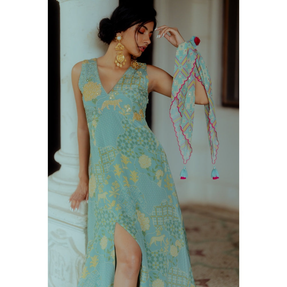 Paulmi & Harsh Tea Pot Naksha Printed Slit Maxi