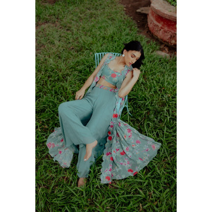 Paulmi & Harsh Tea Pot Blue Floral and Anar Printed (Set of 4)