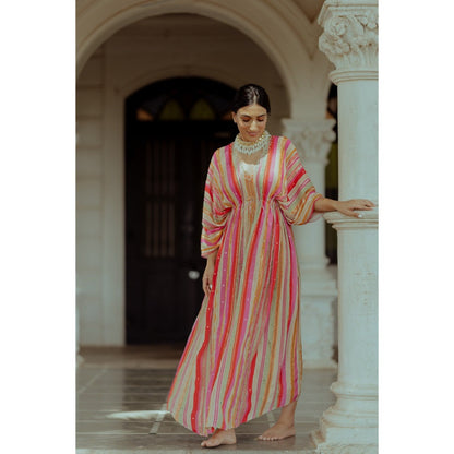Paulmi & Harsh Multicoloured Printed Fusion Kaftan