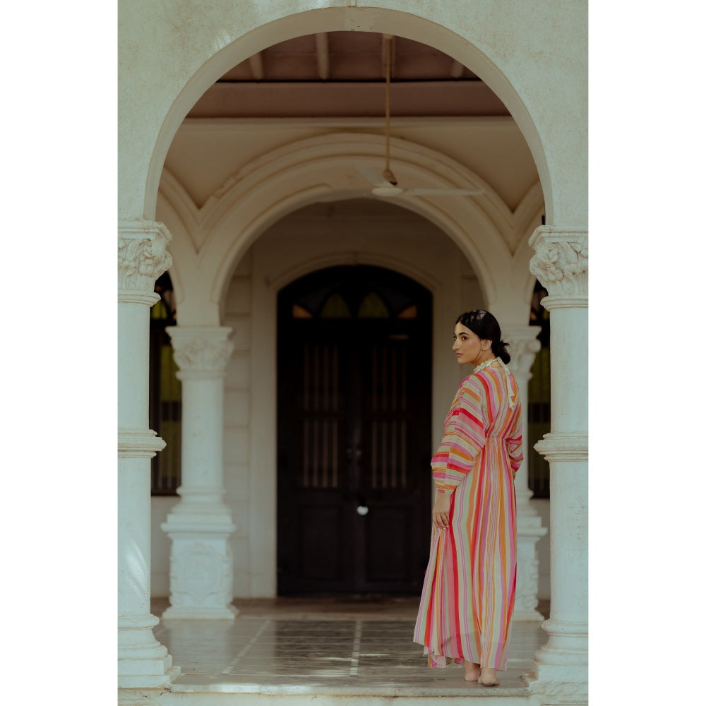 Paulmi & Harsh Multicoloured Printed Fusion Kaftan