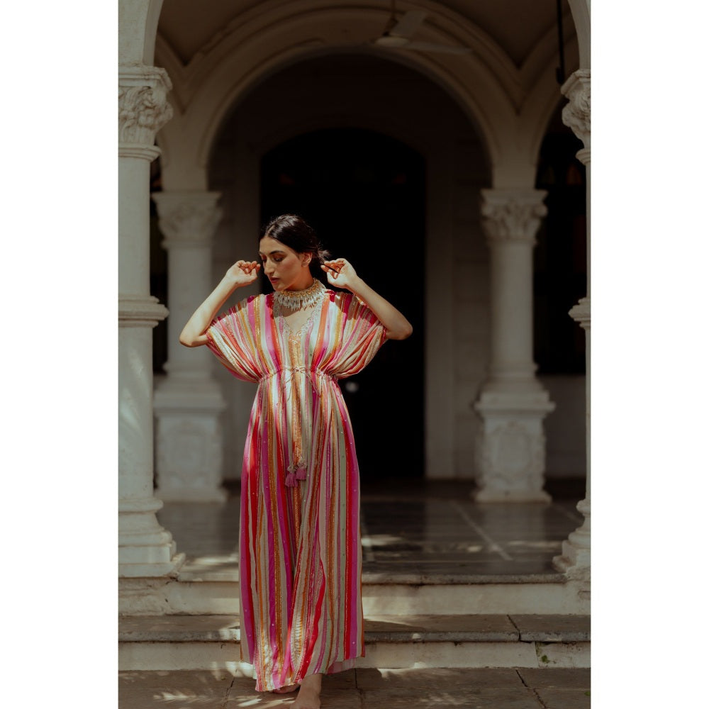 Paulmi & Harsh Multicoloured Printed Fusion Kaftan