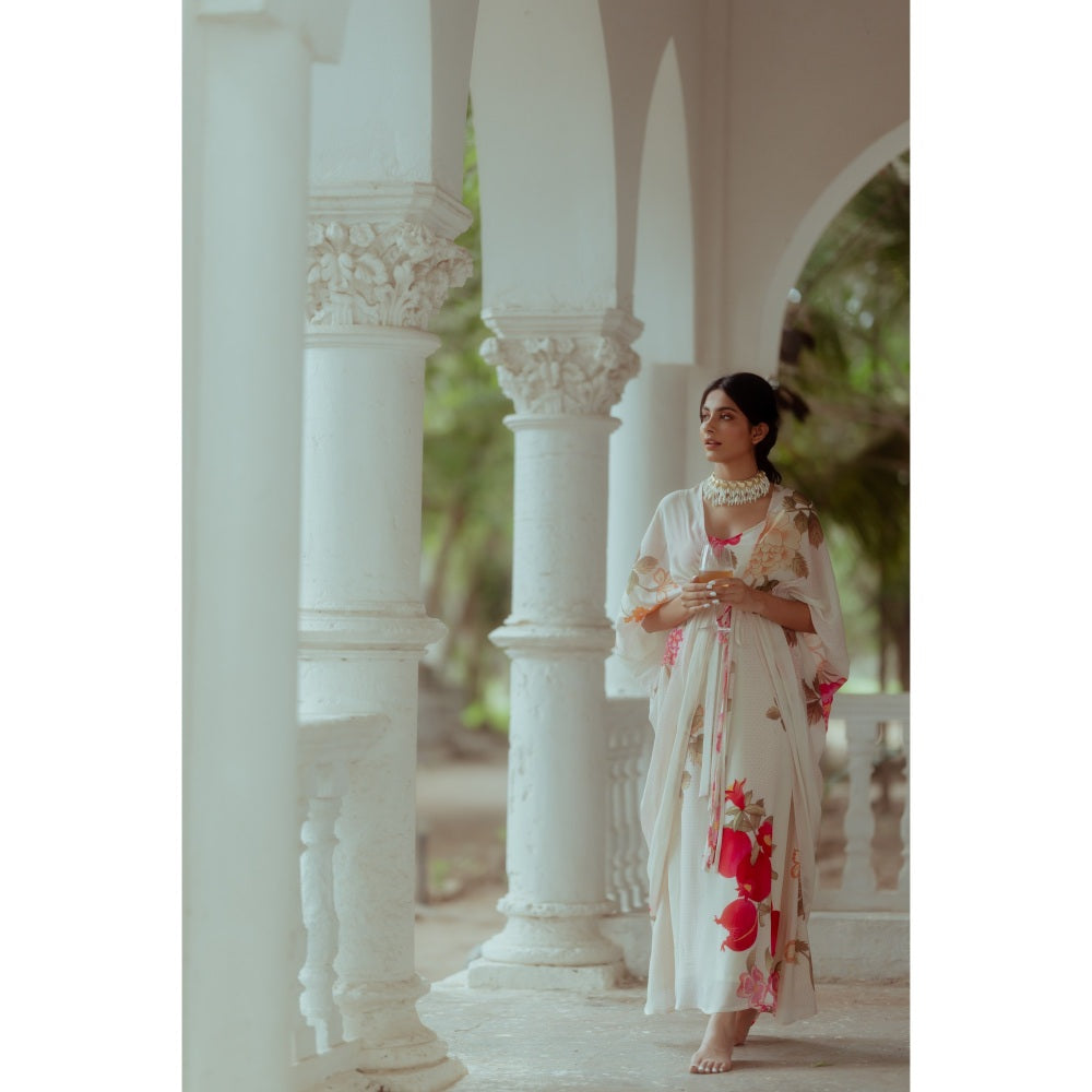 Paulmi & Harsh Off White Anar Print Placement Maxi (Set of 2)