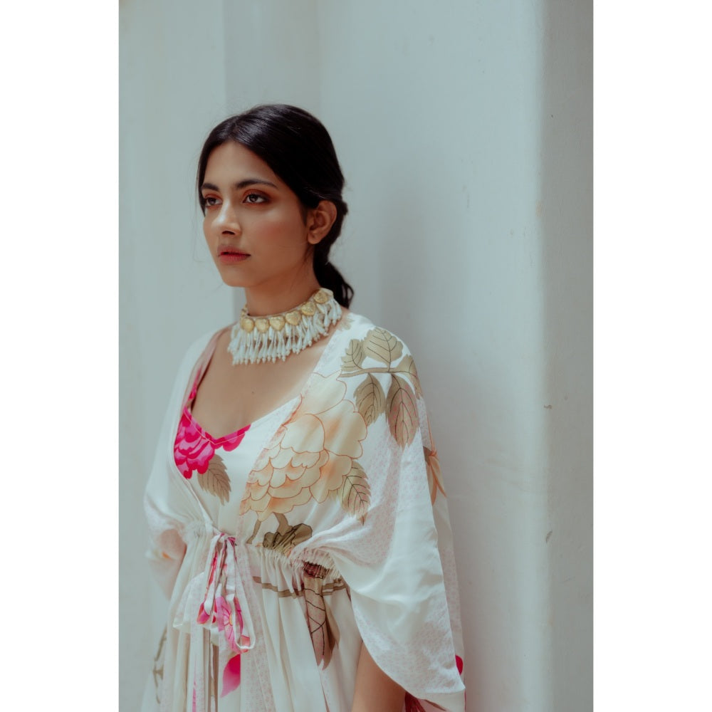 Paulmi & Harsh Off White Anar Print Placement Maxi (Set of 2)