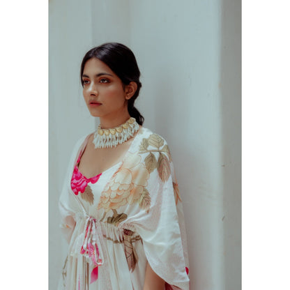 Paulmi & Harsh Off White Anar Print Placement Maxi (Set of 2)