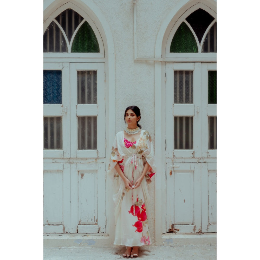 Paulmi & Harsh Off White Anar Print Placement Maxi (Set of 2)