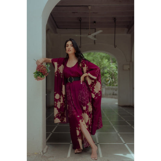 Paulmi & Harsh Grape Print Slit Maxi (Set of 3)